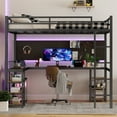 thumbnail image 5 of DreamBuck Full XL Metal Loft Bed with Desk and Shelves, Loft Bed with Ladder and Guardrails, Loft Bed Frame for Bedroom, Black, 5 of 7