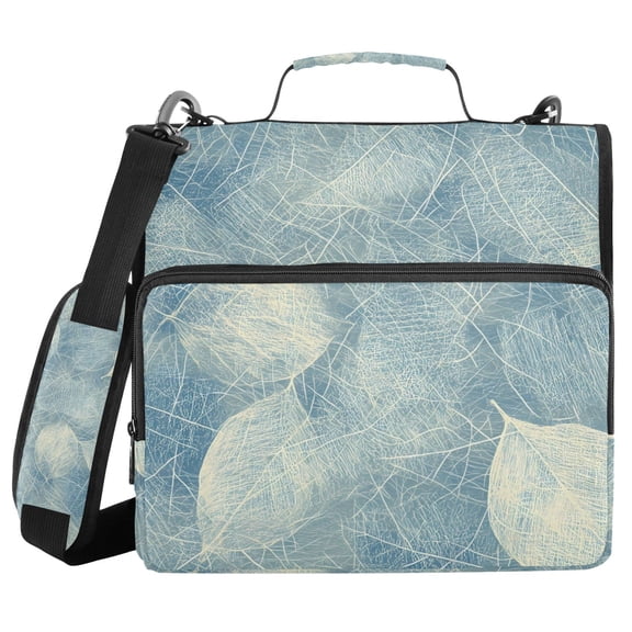 3 Ring Zipper Binder with Shoulder Strap Waterproof Trapper Keeper 2 Inch D-Ring 500 Sheets Capacity Hand Drawn Leaf