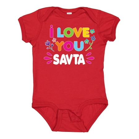 

Inktastic I Love You Savta with Flowers Gift Baby Girl Bodysuit