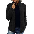 thumbnail image 3 of Yokua Women's Winter Fleece Jacket Plush Faux Fur Zipper Long Sleeve Stand Collar Coat with Pockets, 3 of 8