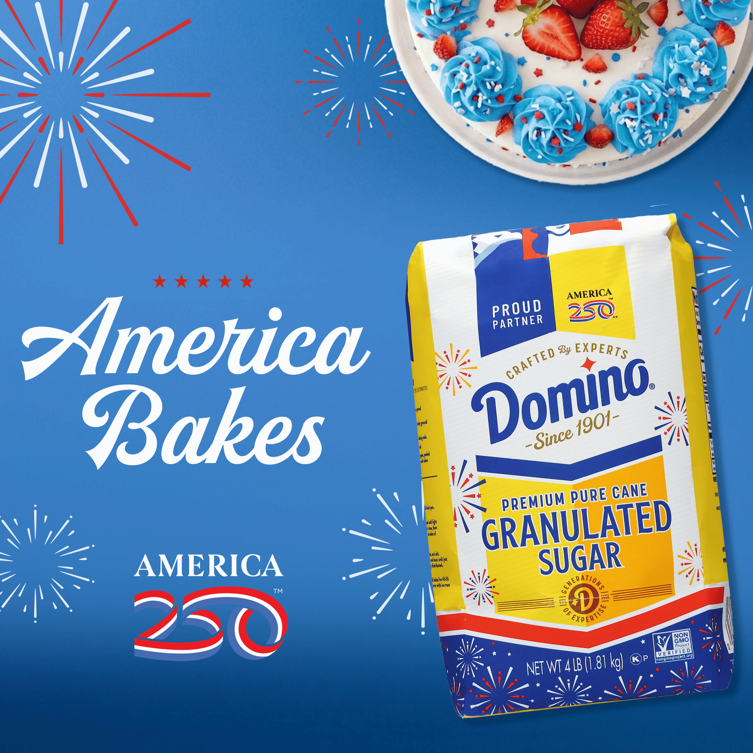 (10 pack) Domino Pure Cane Sugar, 4 lb Bag, Summer Baking, Cakes, Cookies, Limited Edition