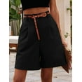 thumbnail image 5 of Elastic Waist Wide Leg Knee Length Summer Shorts for Women with Pockets, 5 of 7