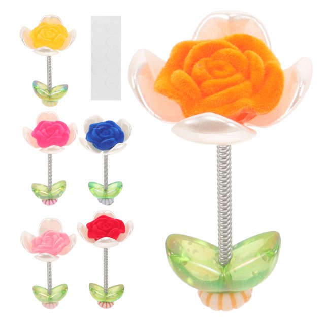 unbranded 6Ud Para Tablero De Carro Con Flores Artesanales De Plástico Y Base Adhesiva Colores Variados