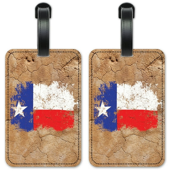 Vintage Texas Flag - Luggage ID Tags / Suitcase Identification Cards - Set of 2