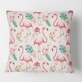 thumbnail image 2 of Designart Tropical Botanicals, Flowers And Flamingo II' Mid-Century Modern Throw Pillow - 18x18, 2 of 2