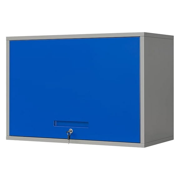 Metal Storage Cabinet with Doors & Shelves - Wall Mounted, Floating - Blue Gray, 21.6" H - For Garage, Basement, Kitchen, Warehouse