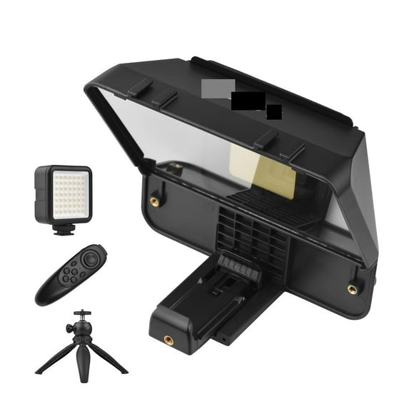 A10 Teleprompter Prompter Kit With Phone Holder Fill Light Desktop Tripod Remote Control For Portable Smartphone Camera ,Easy setup, Desktop controlled