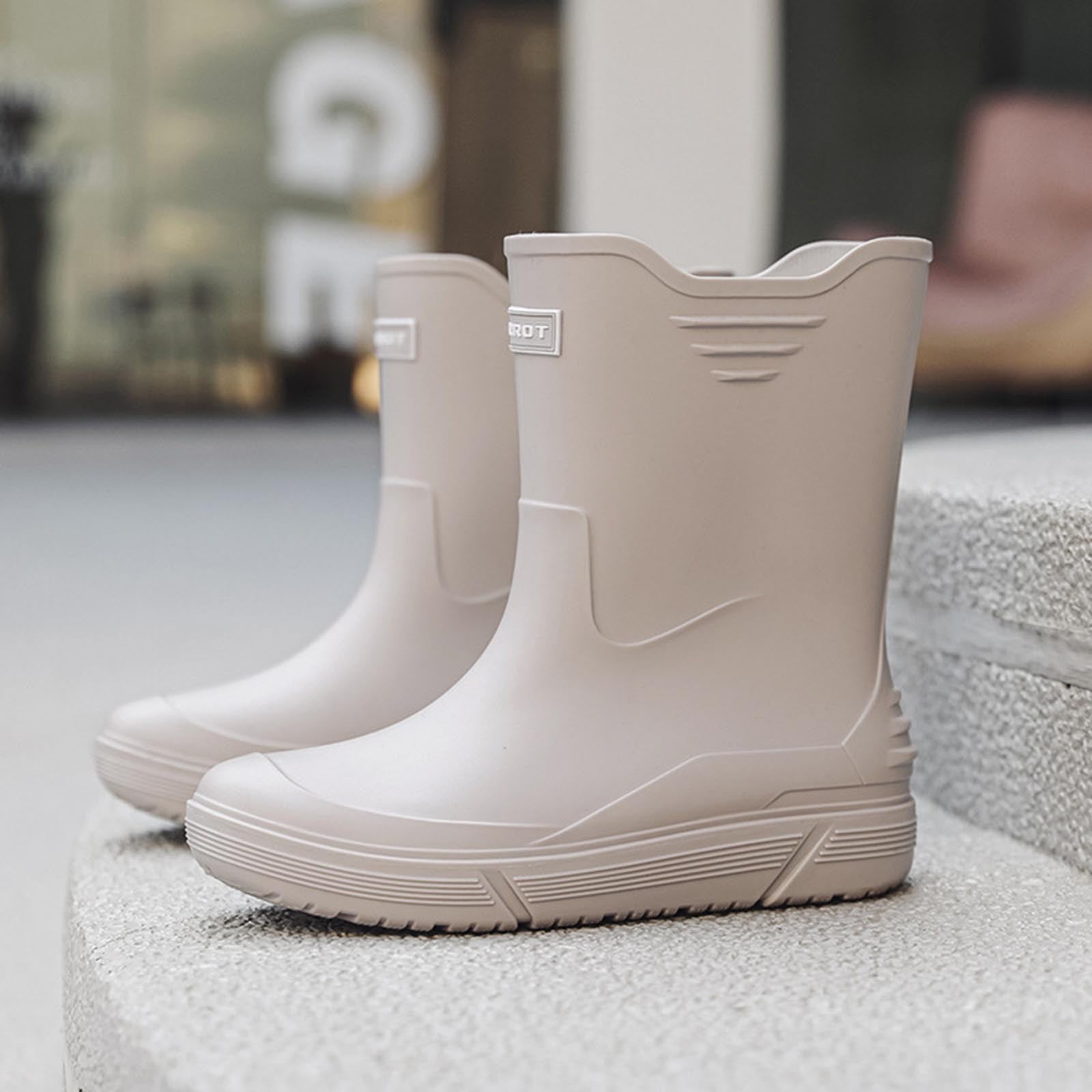 Wensltd Mid Calf Rain Boots for Men Solid Color Waterproof Rubber Shoes for Outdoor Short Tube Work Shoes
