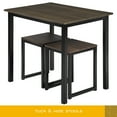 thumbnail image 3 of HOMOOI 3 Piece Dining Table Set with Two Stools, Wood Kitchen Furniture for Dining Room, Brown, 3 of 6