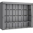 thumbnail image 3 of 83 Inch Wide Portable Closet Wardrobe, Clothes Storage Rack Organizer with Cover, 5 Clothes Hanging Rods and 10 Storage Shelves, Grey, 3 of 16