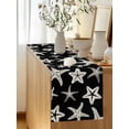 thumbnail image 5 of Starfish Table Runner, Summer Beach Nautical Ocean Sea Star Marine Life Black Cotton Linen Kitchen Table Decoration Washable Dining Tabletop Runners for Home Party Decor 13x90 Inches, 5 of 9