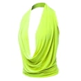 thumbnail image 1 of A2Y Women's Sexy Drape Front Deep V-Neck Cowl Neckline Halter Backless Party Club Top Neon Yellow L, 1 of 6