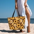 thumbnail image 6 of Daiia Vintage Wood Grain Sunflower A Beach Travel Bag - Water-Resistant Beach Bag, Lightweight Tote with 7 Pockets for Women and Men - Gym,Pool,Camping,Reusable Grocery Bag, 6 of 7
