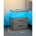 thumbnail image 2 of Set of 2 Nightstands LED Nightstand with Charging Station, 2 Drawers Night Stand with LED Lights for Bedroom, Modern Bedside Table for Bedroom (Gray, 2 PCS), 2 of 7