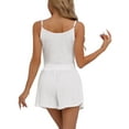 thumbnail image 3 of Pijamas de mujer INSPIRE CHIC, ropa de estar en casa, blusa de cuello redondo y tirantes finos, conjunto de pantalones cortos XL, blanco, 3 of 6