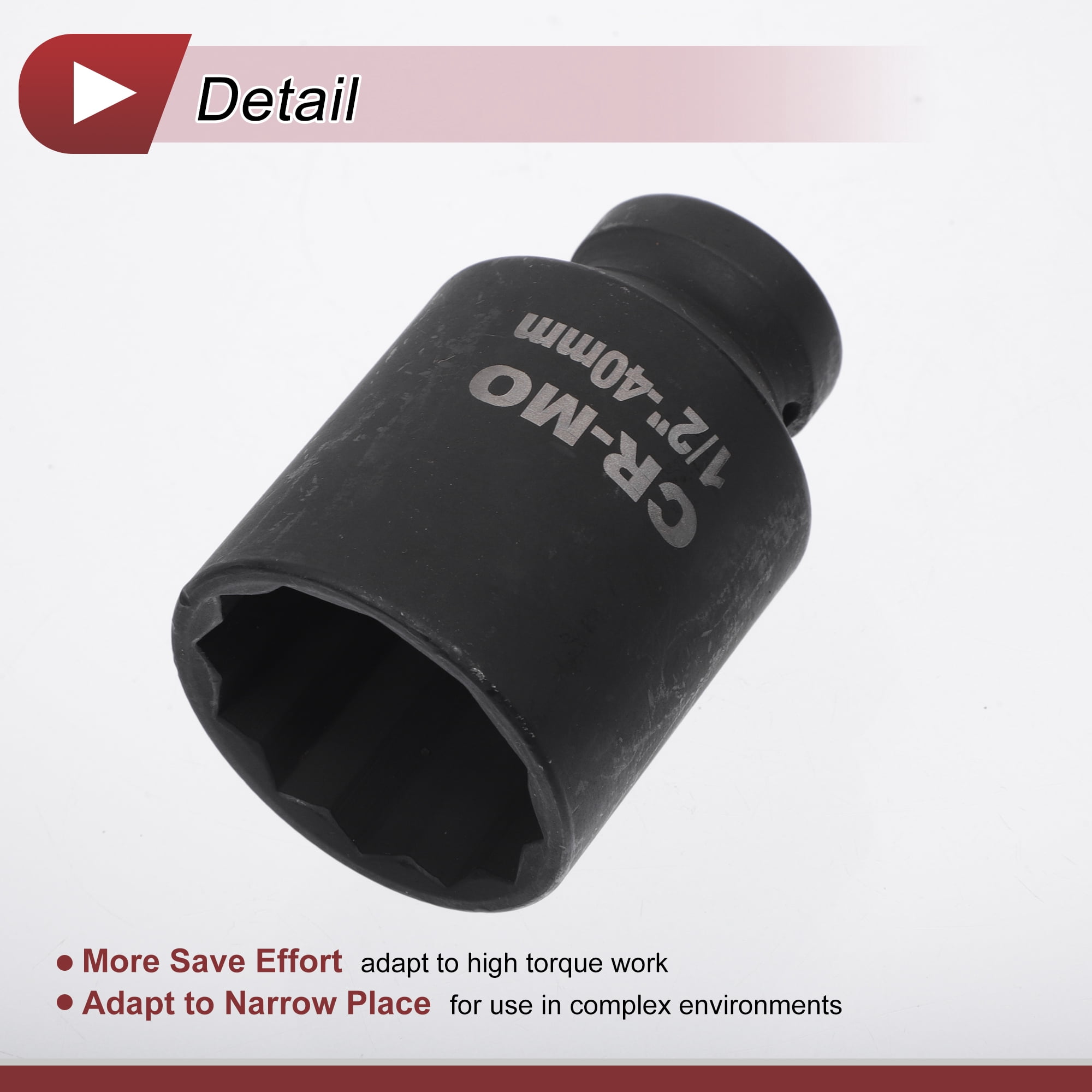 Unique Bargains 1 Pcs Impact Socket Tool 78mm Black High Carbon Steel 12 Point 40mm