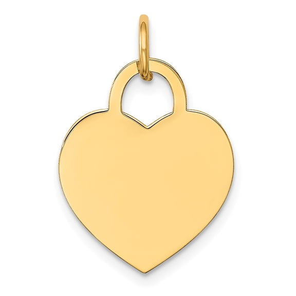 14K Yellow Gold Charm Pendant 22 mm 15 Medium Engravable Heart