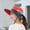 Red, variant on Outdoor Breathable UV Protection Bucket Hat Wide Brim Beach Fishing Quick Drying UPF 50+ Packable Foldable Sunshade Sun Ponytail Cap with Chin Strap Women Man