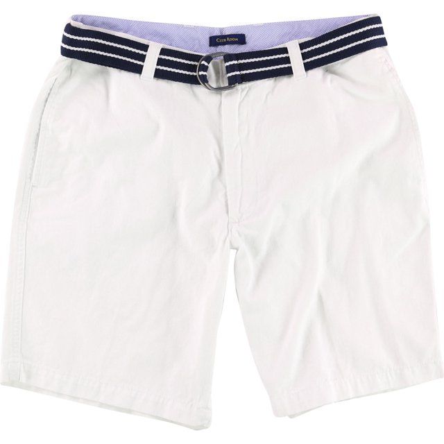 Club Room Mens Flat Front con cinturón Casual Chino Shorts, Blanco, 34 Club Room chino