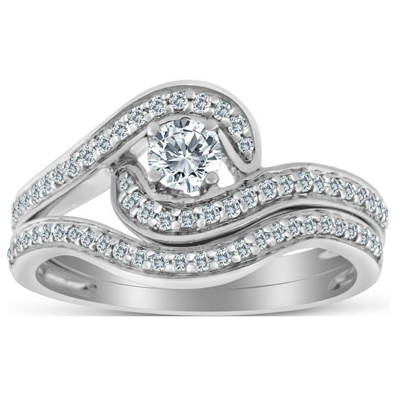 1/2 Carat TW Diamond Interwine Bridal set in 10k White Gold (G-H, I2-I3)