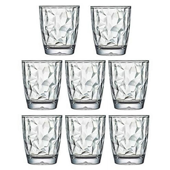 10 Oz Premium Unbreakable Drinking Glasses Dishwasher Safe BPA Free Acrylic Tumblers (Clear)