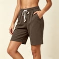 thumbnail image 5 of Women's Knit Elastic Waist Shorts with Pockets, Drawstring Casual Summer Bottoms, Soft Stretchy Fabric, Loose Fit, Lounge Athletic Gym Hiking Travel, Womens | VerBelle,Coffee XL, 5 of 7