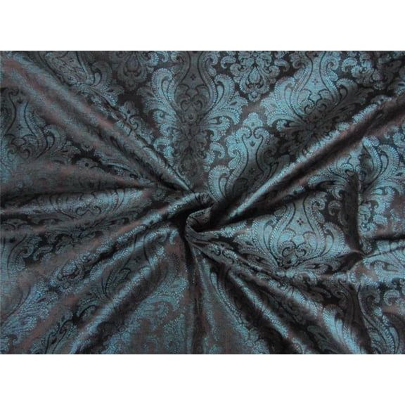Brocade Fabric Teal x black Color 44" wide BRO652[1]