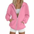 thumbnail image 6 of TKLPEHG Athletic Zip Up Jacket Women Casual Long Sleeve Hoodies Coats Hooded Y2k Jackets Solid Loose Sweatshirts Outerwear (Pink,L), 6 of 9