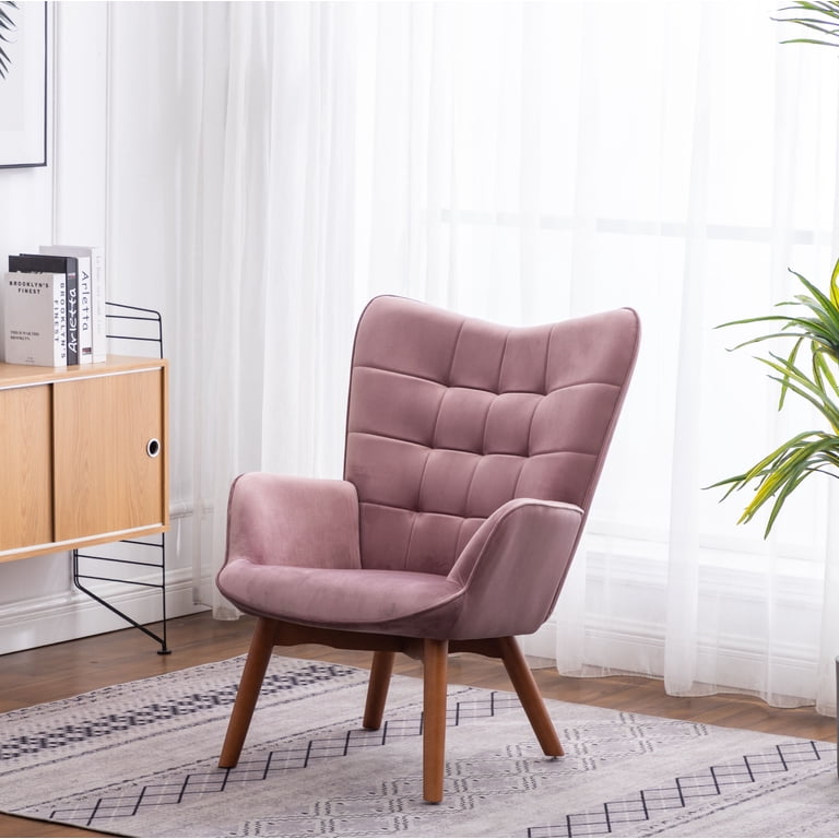 Roundhill Furniture Leiria Velvet Tufted Chair, Mauve photo 5