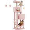 thumbnail image 1 of FEANDREA Árbol para Gatos de 155 cm de Altura, 49 x 40 x 155 cm, Rascador para Gatos con 5 Postes, Felpa Multicapa, Rosa Jalea, 1 of 5