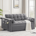 thumbnail image 2 of Lunale Convertible Pull Out Sofa Bed with Phone Stand, Tufted Loveseat Sleeper Sofa Bed for Living Room, Gray Velvet, 2 of 8