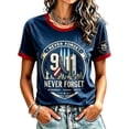 thumbnail image 2 of 9/11 25th Anniversary Shirt Womens Shirts We Will Never Forget 911 Patriotic American Flag Memorial Day Faith Tshirt Navy M, 2 of 4