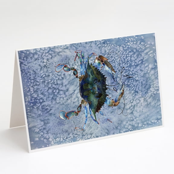 Male Blue Crab Cool Blue Water Greeting Cards and Envelopes Pack of 8