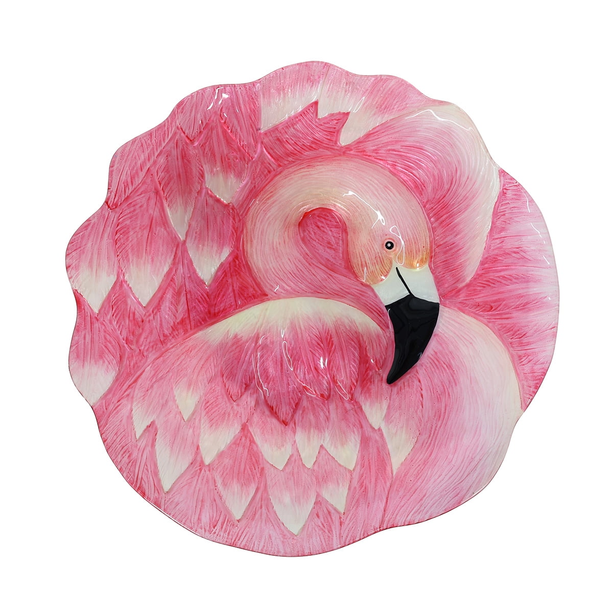 Briarwood Lane Spring Glass Flamingo Bird Bath Including Metal Stand For Spring Birdbath