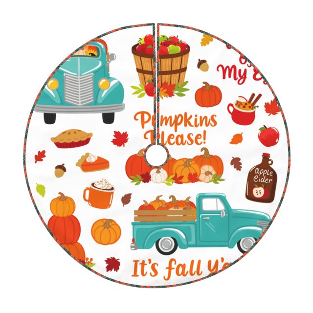 Fotbe Fall Pumpkins Pattern Christmas Tree Skirt, Tree Skirts Plush Christmas Decorations, Christmas Tree Skirts Xmas Decorations Holiday Party Decor-30"