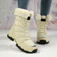 thumbnail image 2 of CAICJ98 Snow Boots Women Mid Calf Warm Lining Boots Waterproof Outdoor Shoes Non-Slip Womens Winter Boots (Beige,Size 9.5), 2 of 5