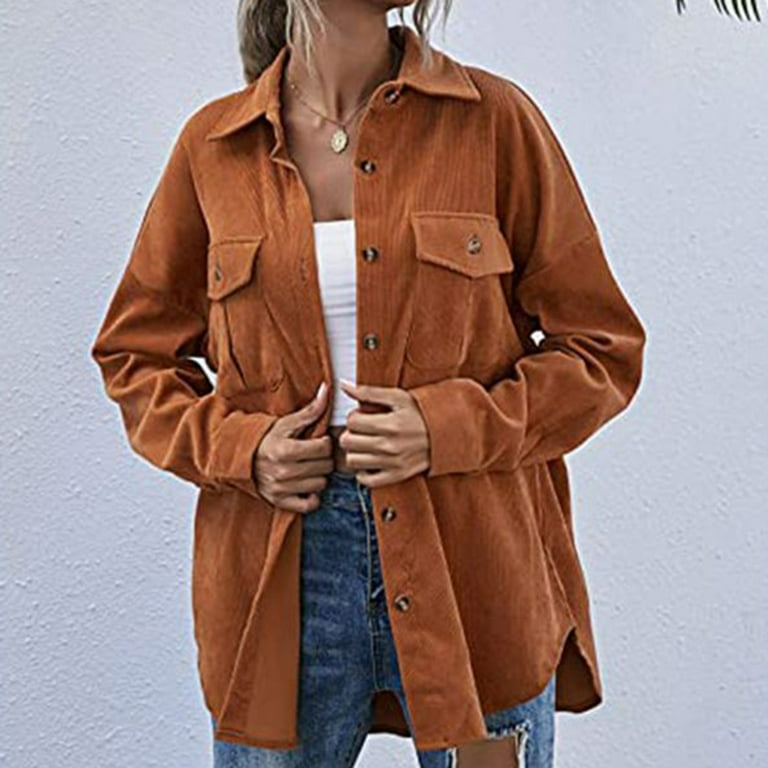 Lapel corduroy solid color coat clearance