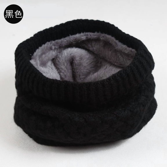 Women Neck Warmer Winter Snood Tube Thermal Fleece Unisex Ladies Winter Scarf-Black