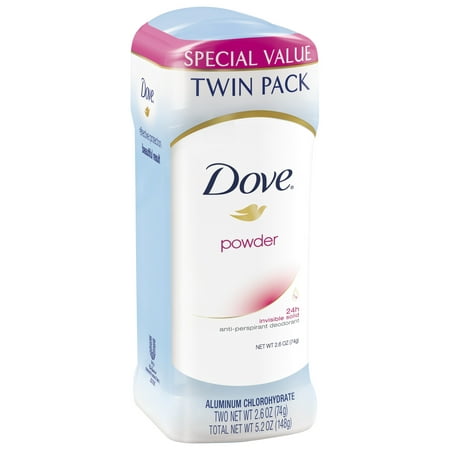 (4 count) Dove Powder Antiperspirant Deodorant, 2.6 oz, 2 Twin (Best Deo For Girls)