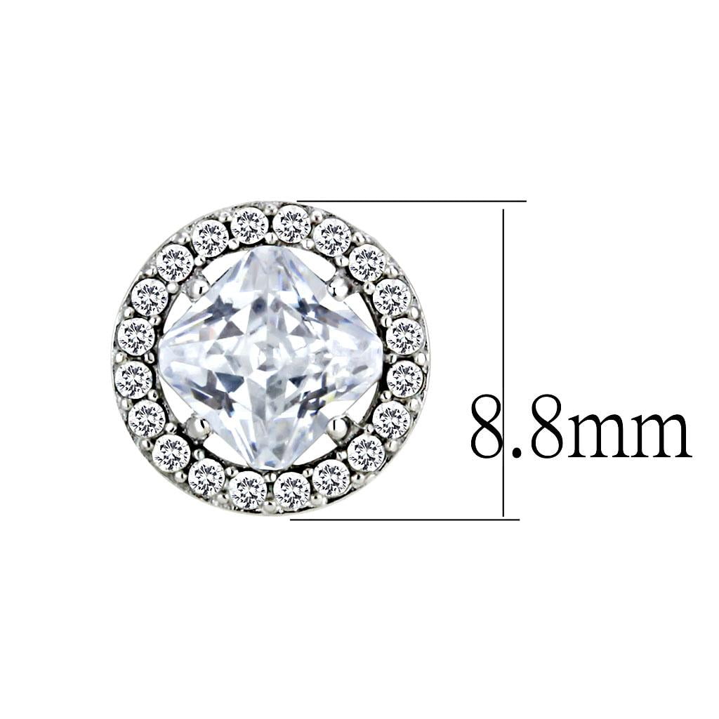 High polished (no plating) Stainless Steel Earrings with AAA Grade CZ in Clear for Women Clear Stone Color Style DA295