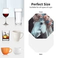 thumbnail image 6 of Honeii Flower Crown White Horse print Leather Coaster Set of 4, ideal for safeguarding your furniture from drinks spills and effortless cleanup-Octagon, 6 of 6