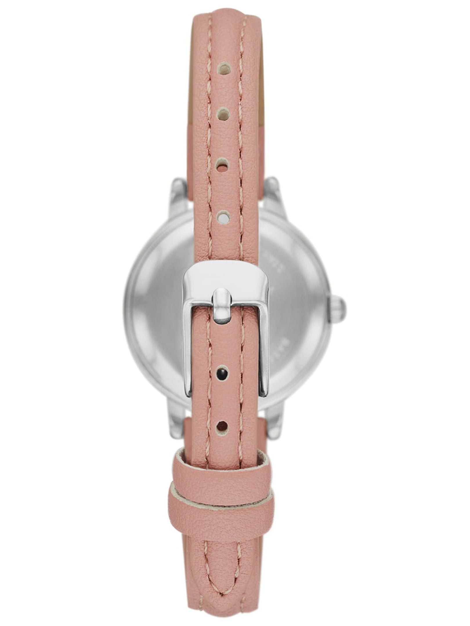 Time and Tru Women's Analog Wristwatch; Silver Tone Round Case, Silver Textured Dial, Blush Faux Leather Strap (FMDOTT065)