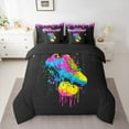 thumbnail image 2 of Feelyou Football Soccer Bedding Comforter Set 7pcs, Artwork Splatter Queen Bedding Sets, 2 of 8
