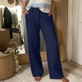 thumbnail image 2 of RUTAYY Women's Pants Comfortable Solid Color High Waist Straight Wide Leg with Pocket Casual Everyday Wear Fashion Travel Trousers, 2 of 5