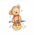 thumbnail image 3 of Bear Duvet Cover Set, Teddy Caught up in Rain Rubber Boots Holding an Umbrella Cartoon, Decorative 3 Piece Bedding Set with 2 Pillow Shams, King Size, Sand Brown Yellow Blue, by Ambesonne, 3 of 3