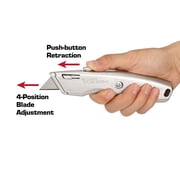 Hyper Tough 7.75 Inch Retractable Utility Knife with Blade Storage