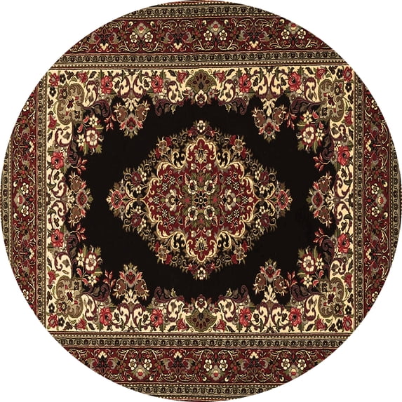 Ahgly Company Indoor Round Medallion Brown Traditional Area Rugs, 6' Round