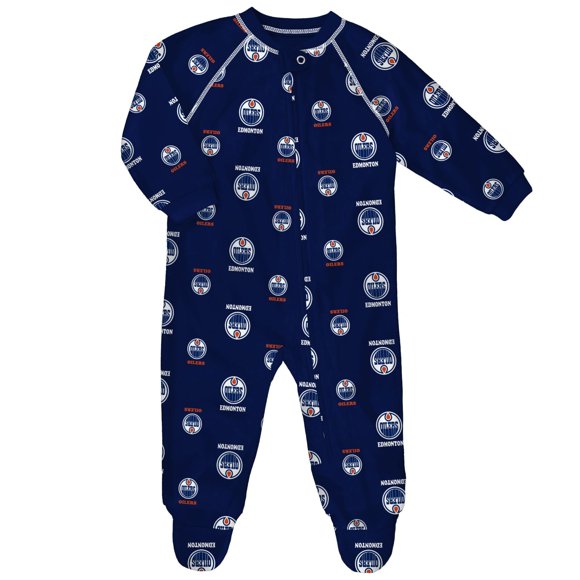 Newborn Edmonton Oilers Logo Print Raglan Romper - Size 3-6 Months