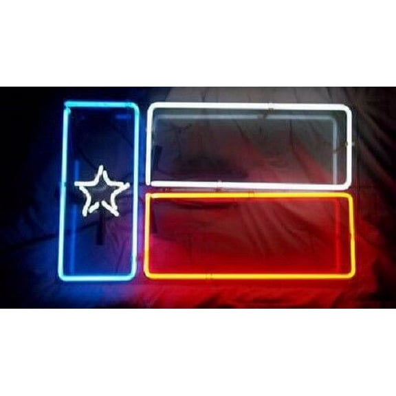 Queen Sense 14" Texas Flag Lone Star Neon Sign Acrylic Man Cave Handmade Neon Light 114TFLSA