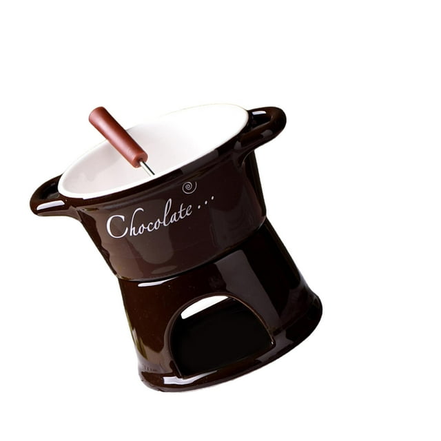 Olla para fondue de chocolate de 300 ml, juego de ollas para fondue, de porcelana Marrón